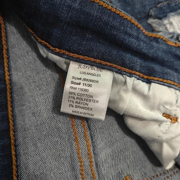 Judy Blue Buffalo Plaid Patch Skinny Jeans JB8268DK Ripped Distressed Size 11/30 - Picture 3 of 4